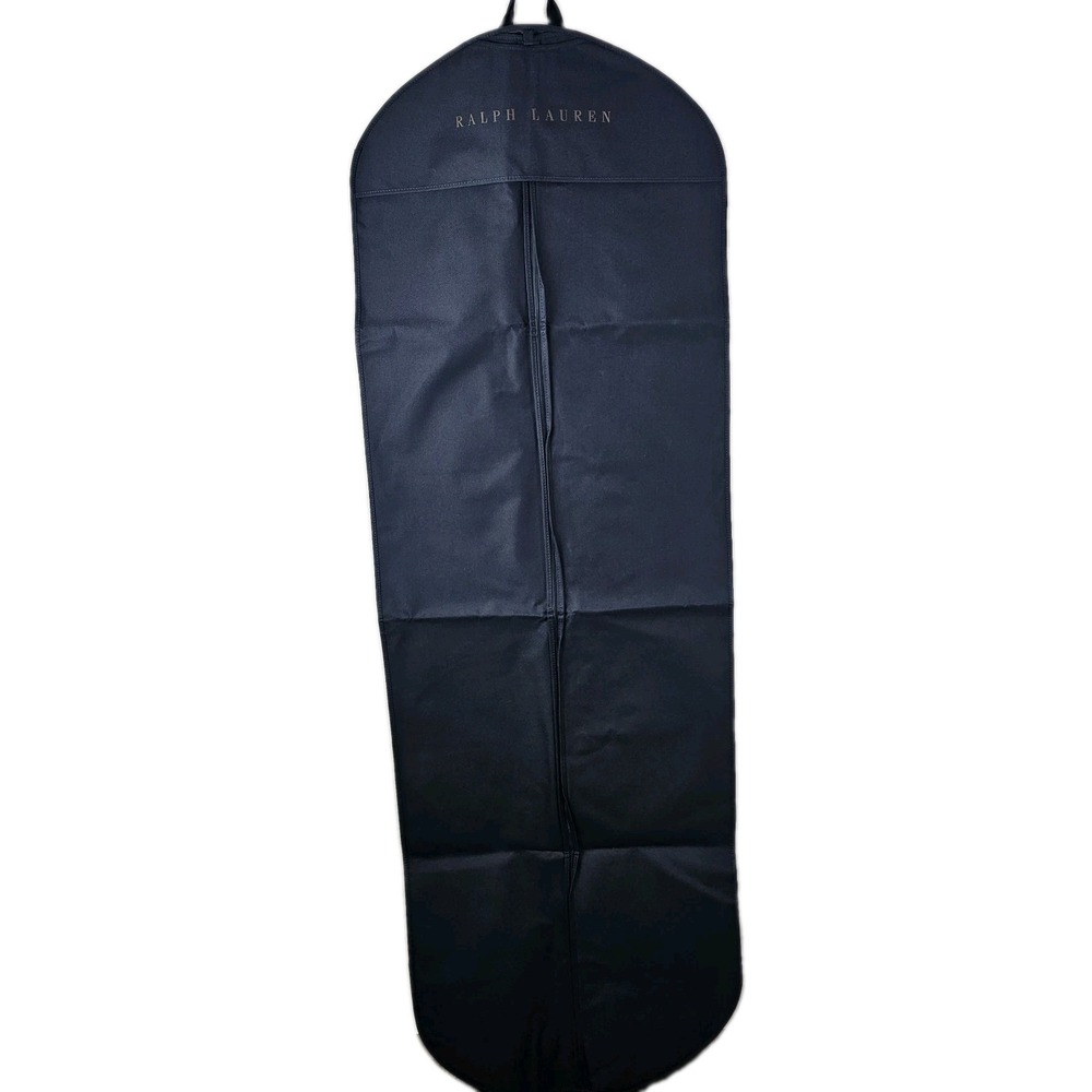Ralph Lauren Long Navy Blue Travel Storage Garment Bag Gold Letters Quiet Luxury